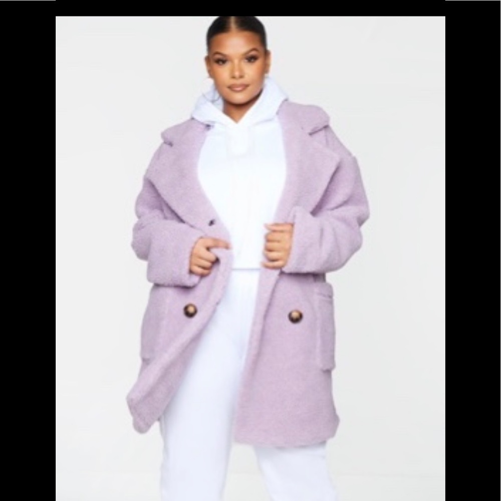 PrettyLittleThing Plus Oversized Borg Peacoat